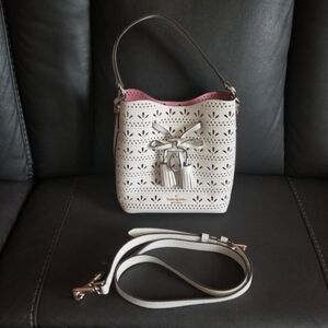 White Kate Spade Bucket Bag